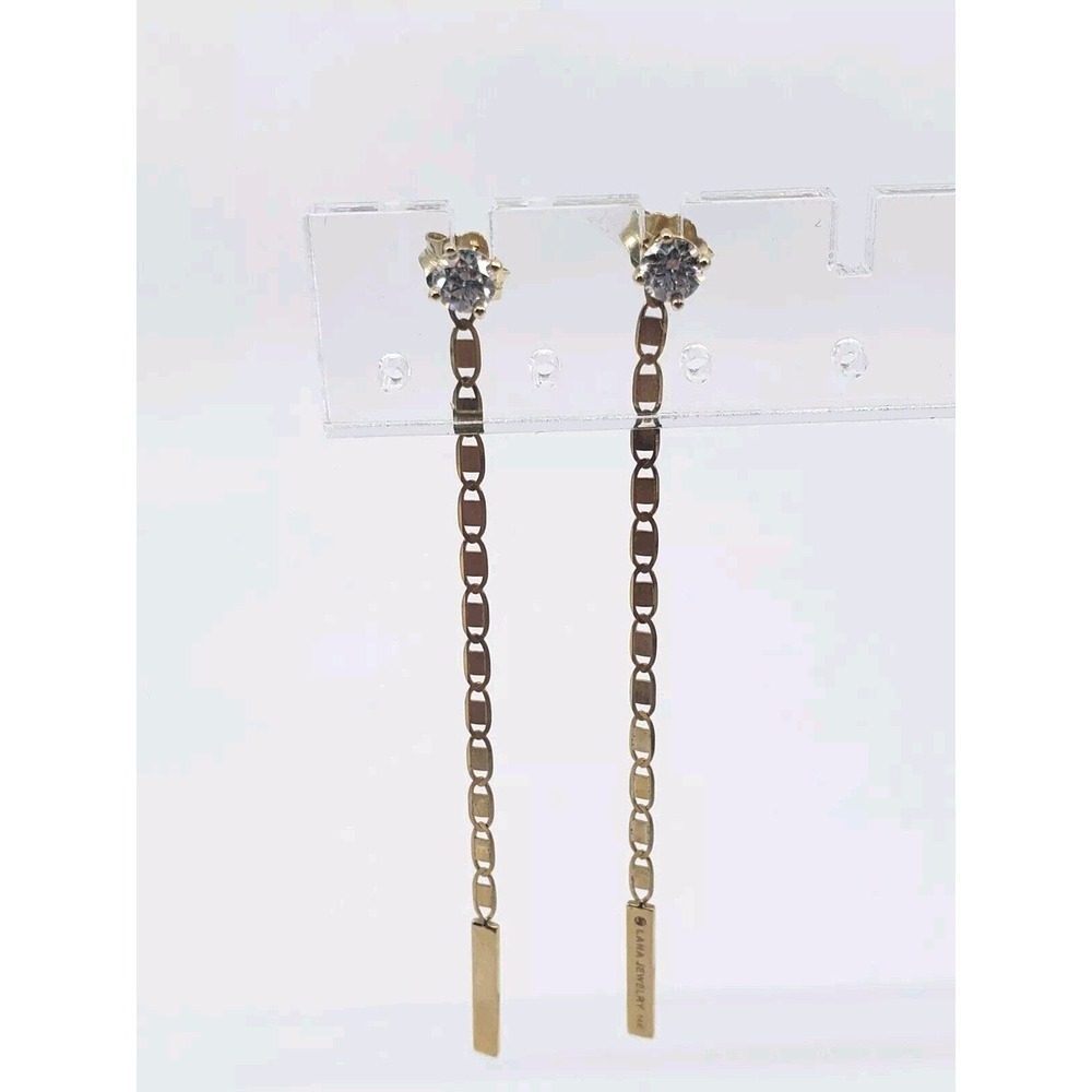 NEW LANA JEWELRY Malibu Diamond Linear YELLOW GOLD Earrings 14kt .50cts $2100